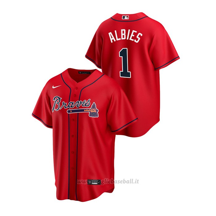 Maglia Baseball Uomo Atlanta Braves Ozzie Albies 2020 Replica Alternato Rosso